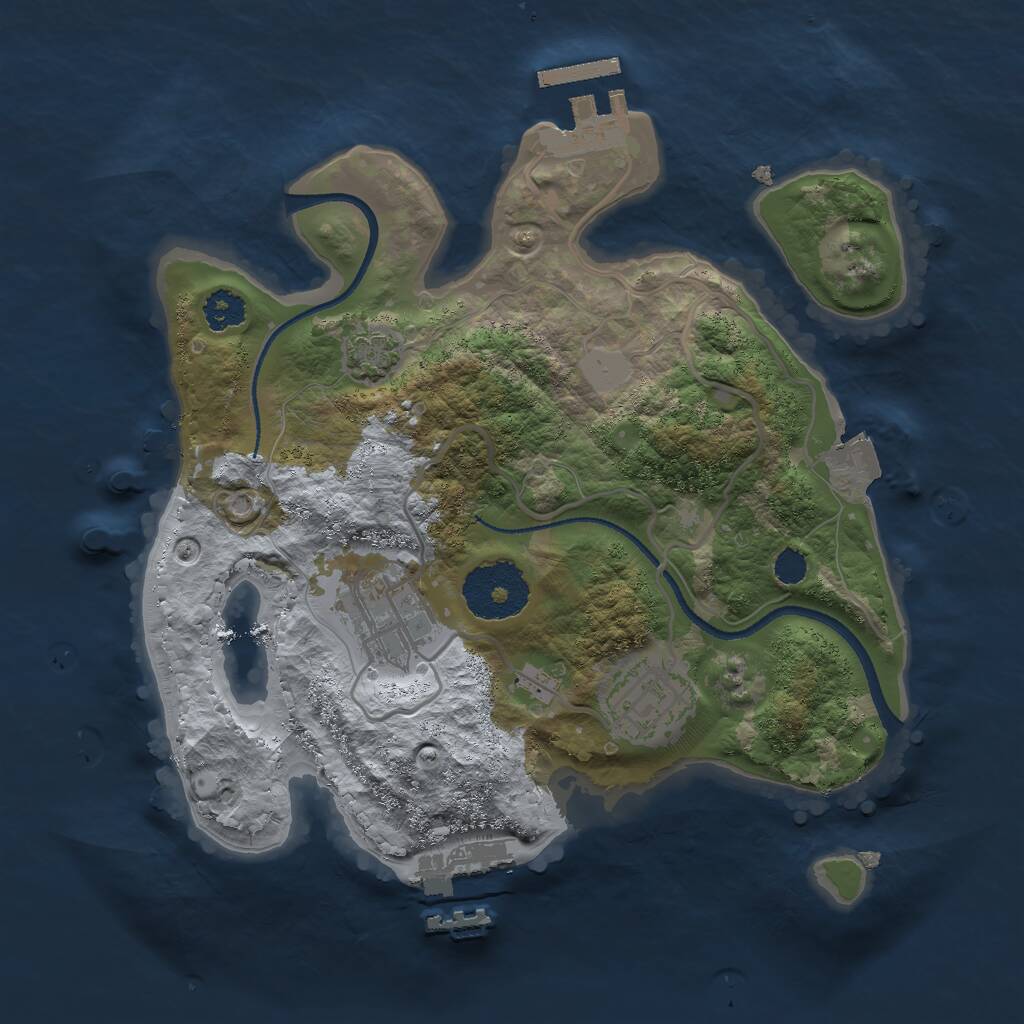 Rust Map: Procedural Map, Size: 2500, Seed: 145145, 6 Monuments