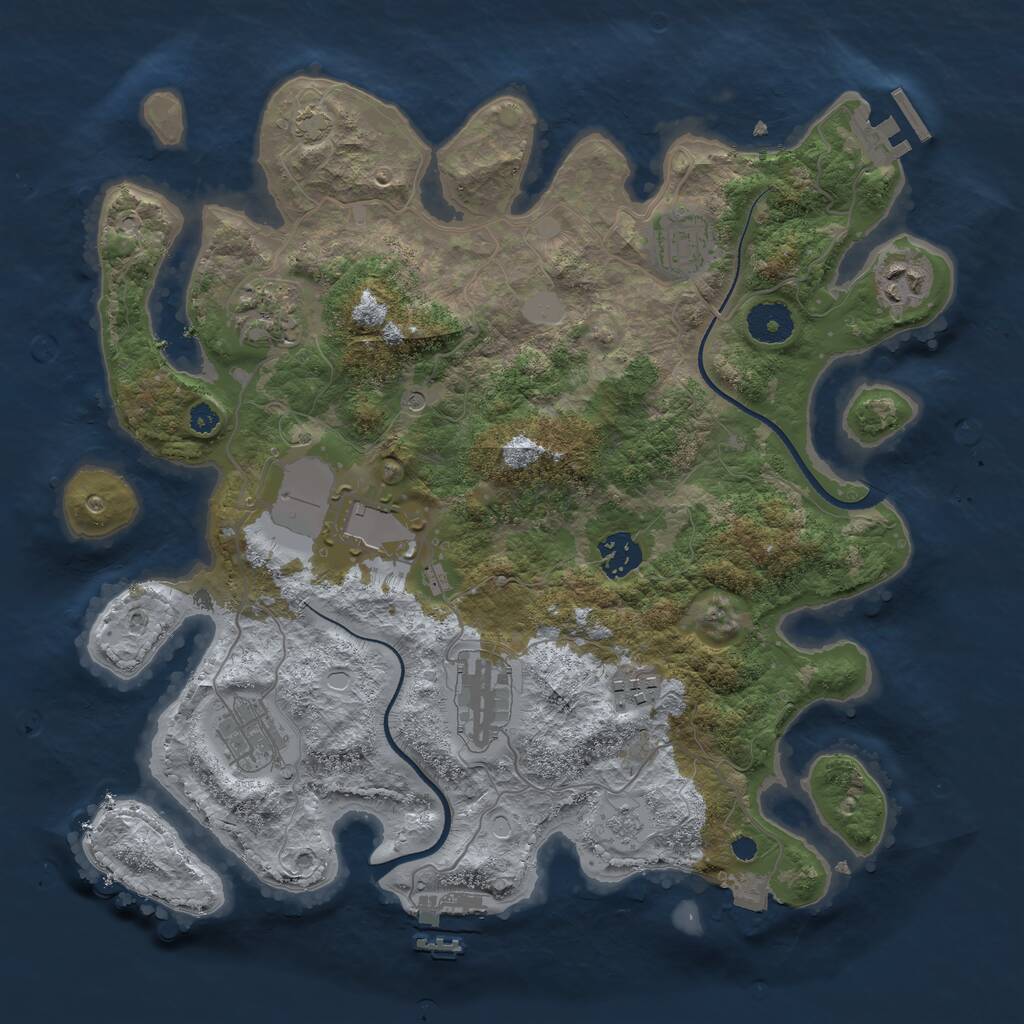 Rust Map: Procedural Map, Size: 3500, Seed: 1030131814, 14 Monuments