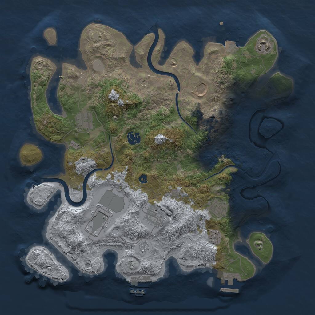Rust Map: Procedural Map, Size: 3500, Seed: 1030131814, 14 Monuments