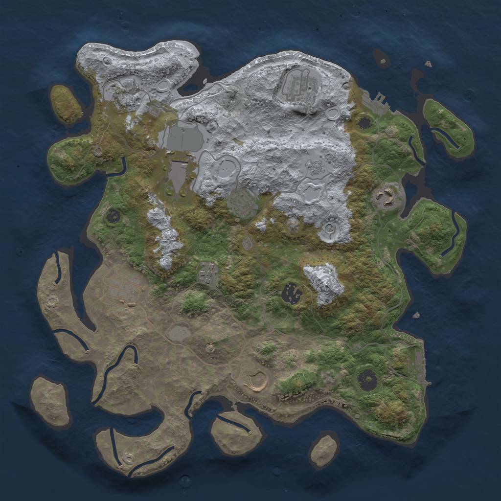 Rust Map: Procedural Map, Size: 3700, Seed: 1482067639, 18 Monuments