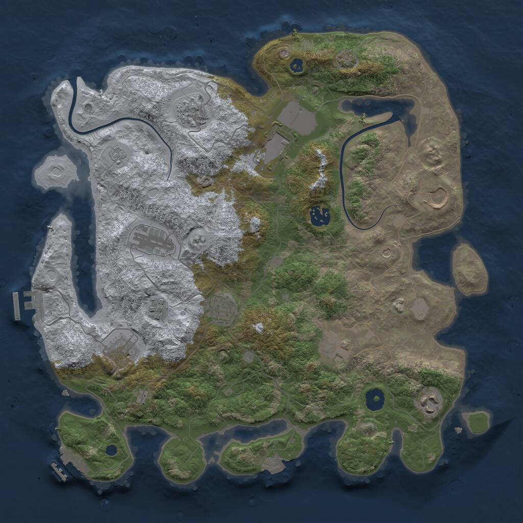 Rust Map: Procedural Map, Size: 3750, Seed: 900686531, 16 Monuments