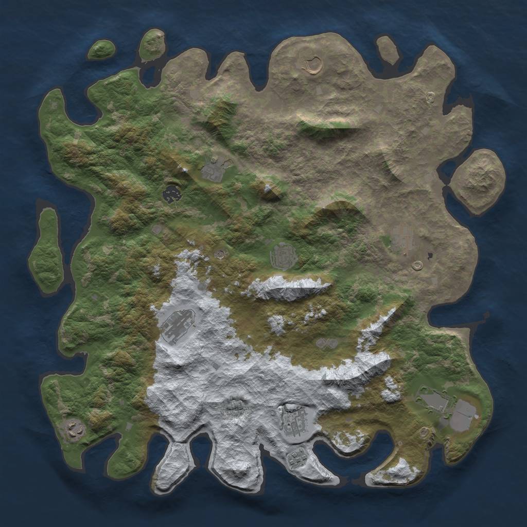 Rust Map: Barren, Size: 4500, Seed: 1760166267, 13 Monuments