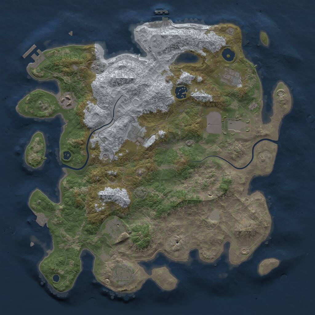 Rust Map: Procedural Map, Size: 3750, Seed: 223711503, 14 Monuments