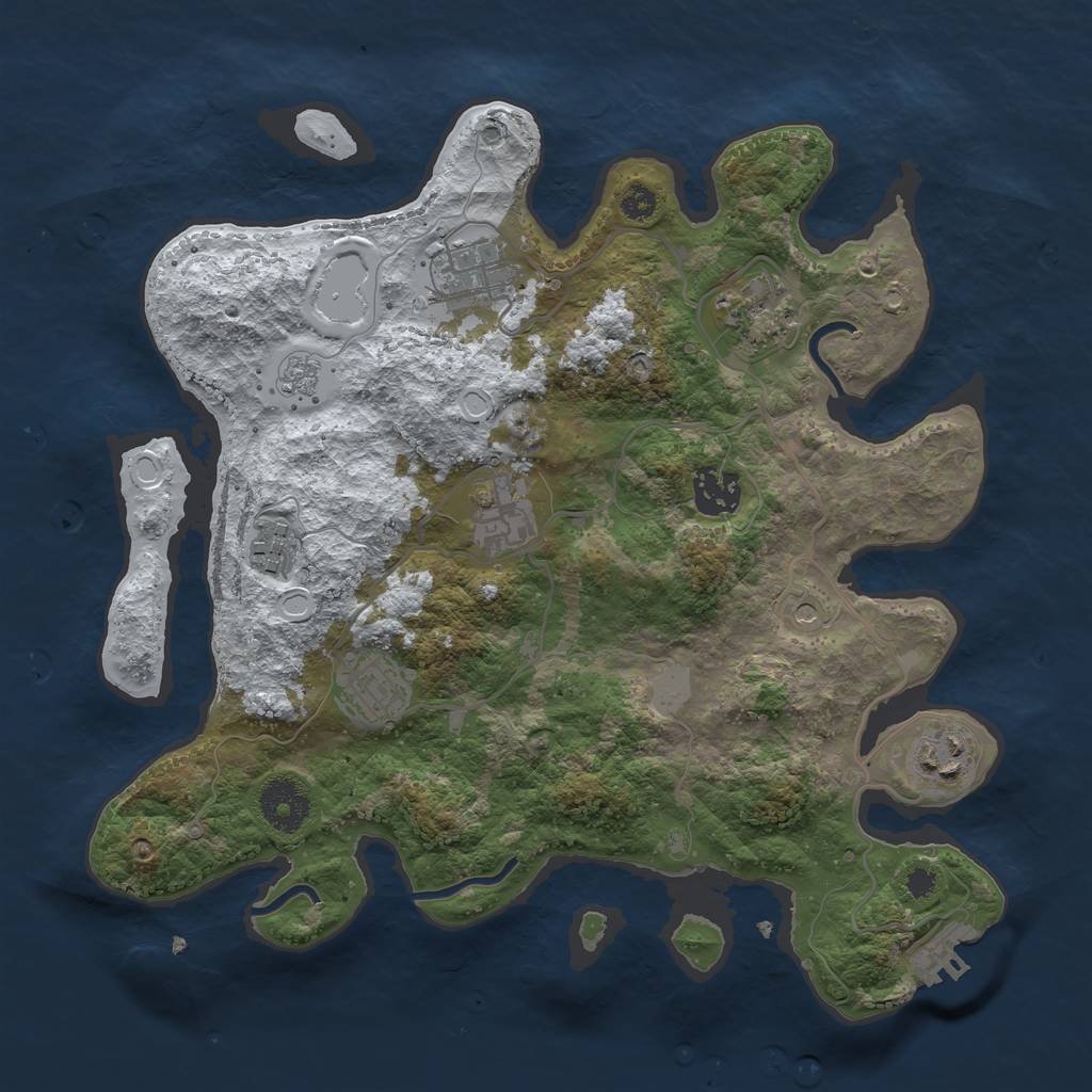 Rust Map: Procedural Map, Size: 3250, Seed: 876824088, 15 Monuments