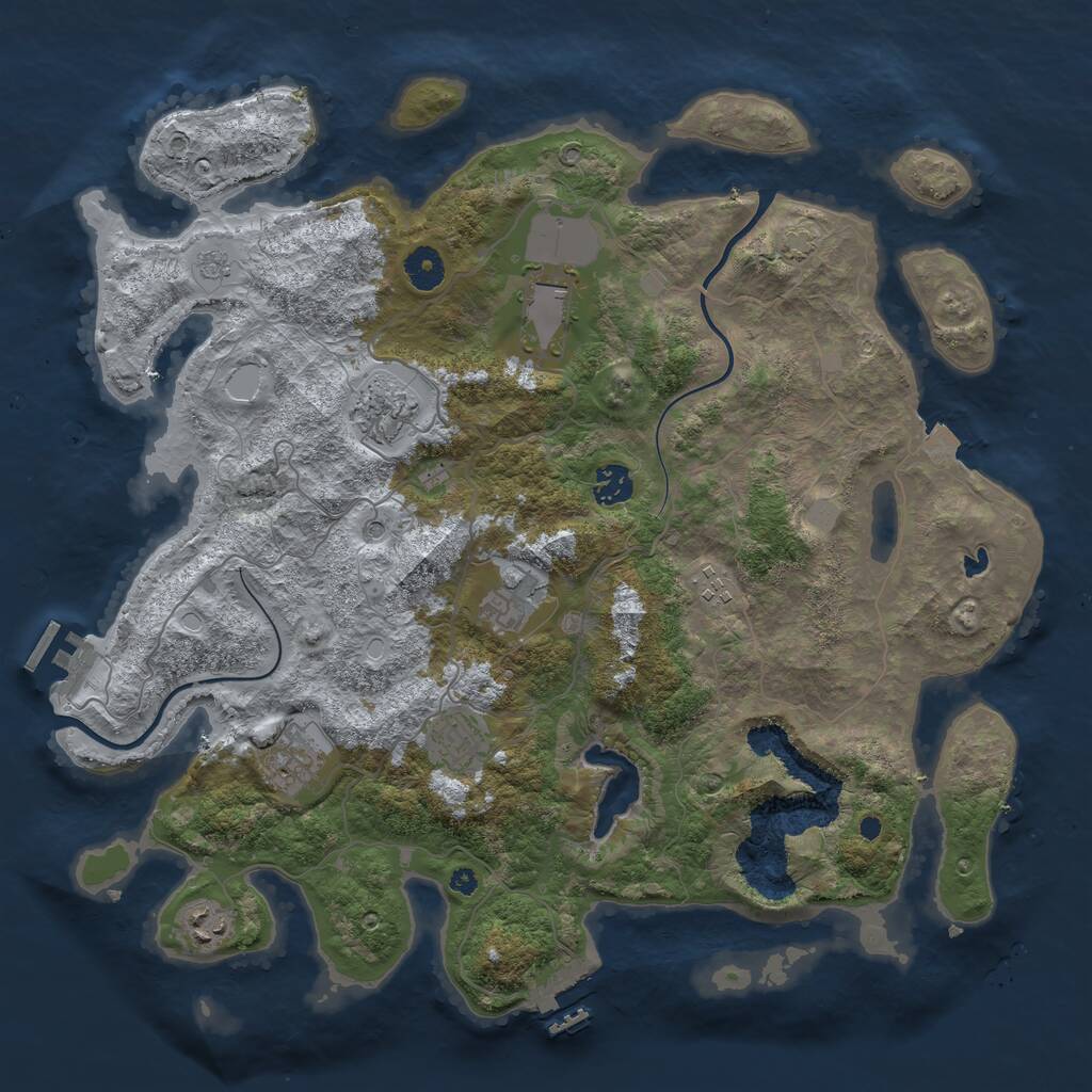 Rust Map: Procedural Map, Size: 4000, Seed: 69649, 14 Monuments