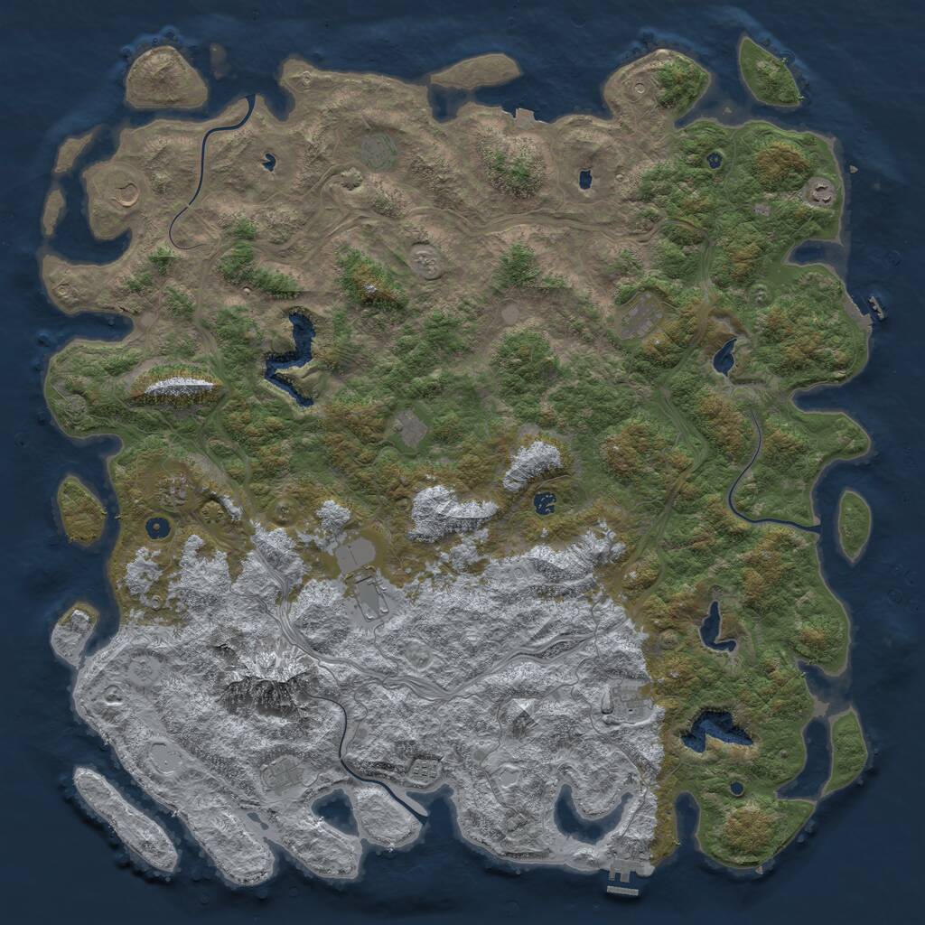 Rust Map: Procedural Map, Size: 6000, Seed: 2054927519, 17 Monuments