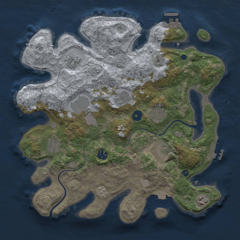 Rust Map: Procedural Map, Size: 3500, Seed: 613353, 15 Monuments