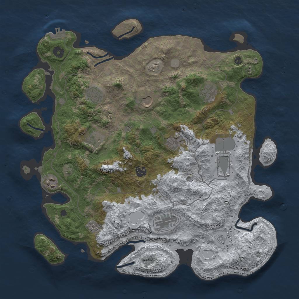 Rust Map: Procedural Map, Size: 4000, Seed: 674081697, 18 Monuments