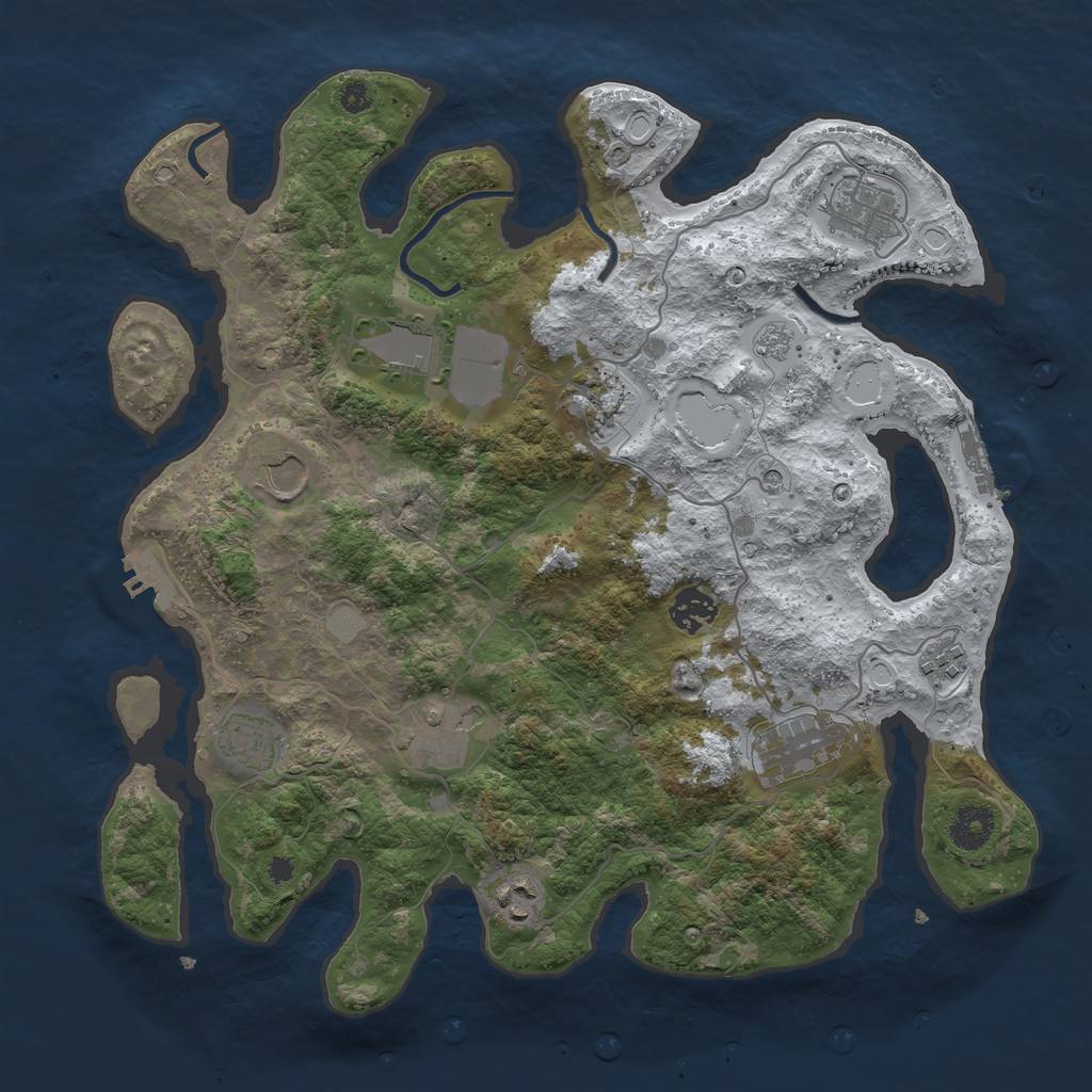 Rust Map: Procedural Map, Size: 3650, Seed: 339878443, 19 Monuments