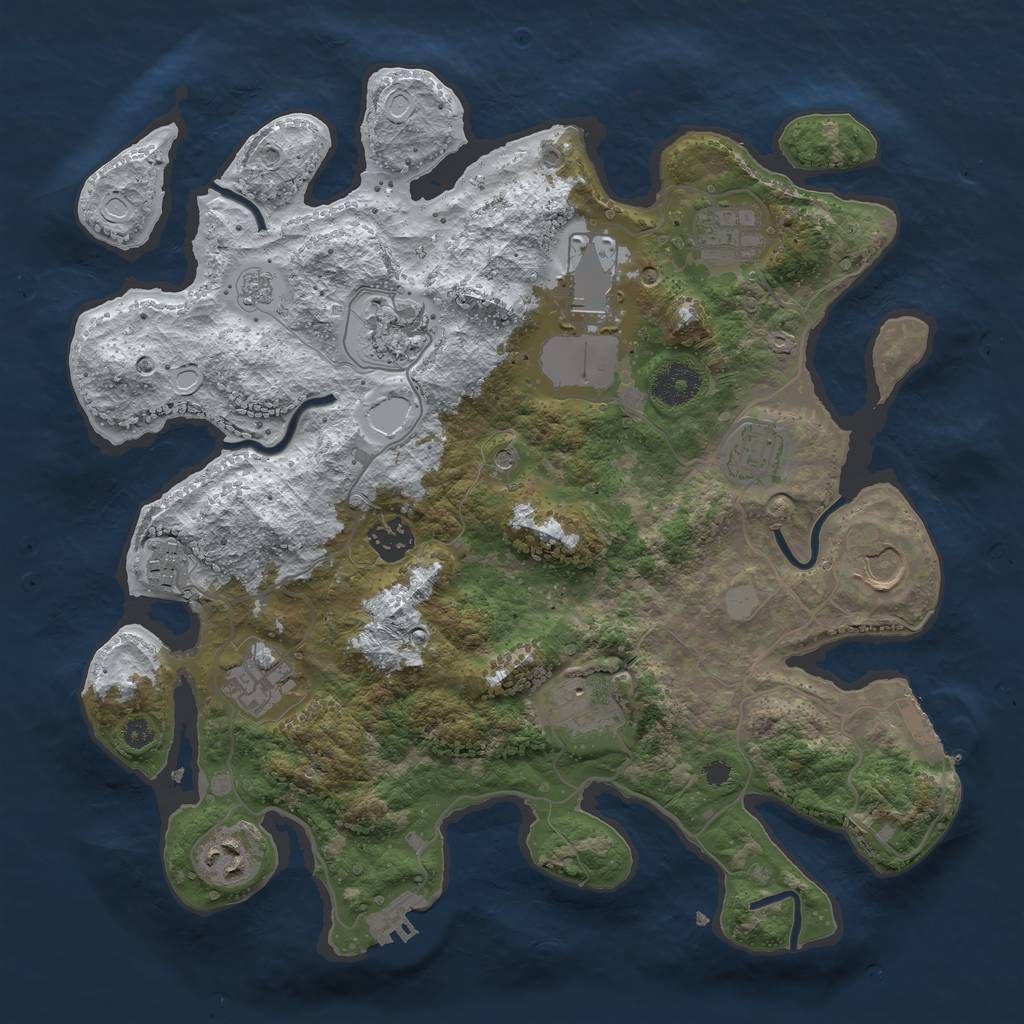 Rust Map: Procedural Map, Size: 3500, Seed: 700444220, 19 Monuments