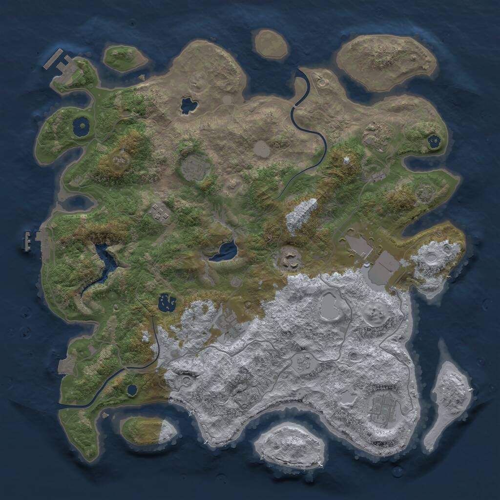 Rust Map: Procedural Map, Size: 4000, Seed: 941814323, 14 Monuments