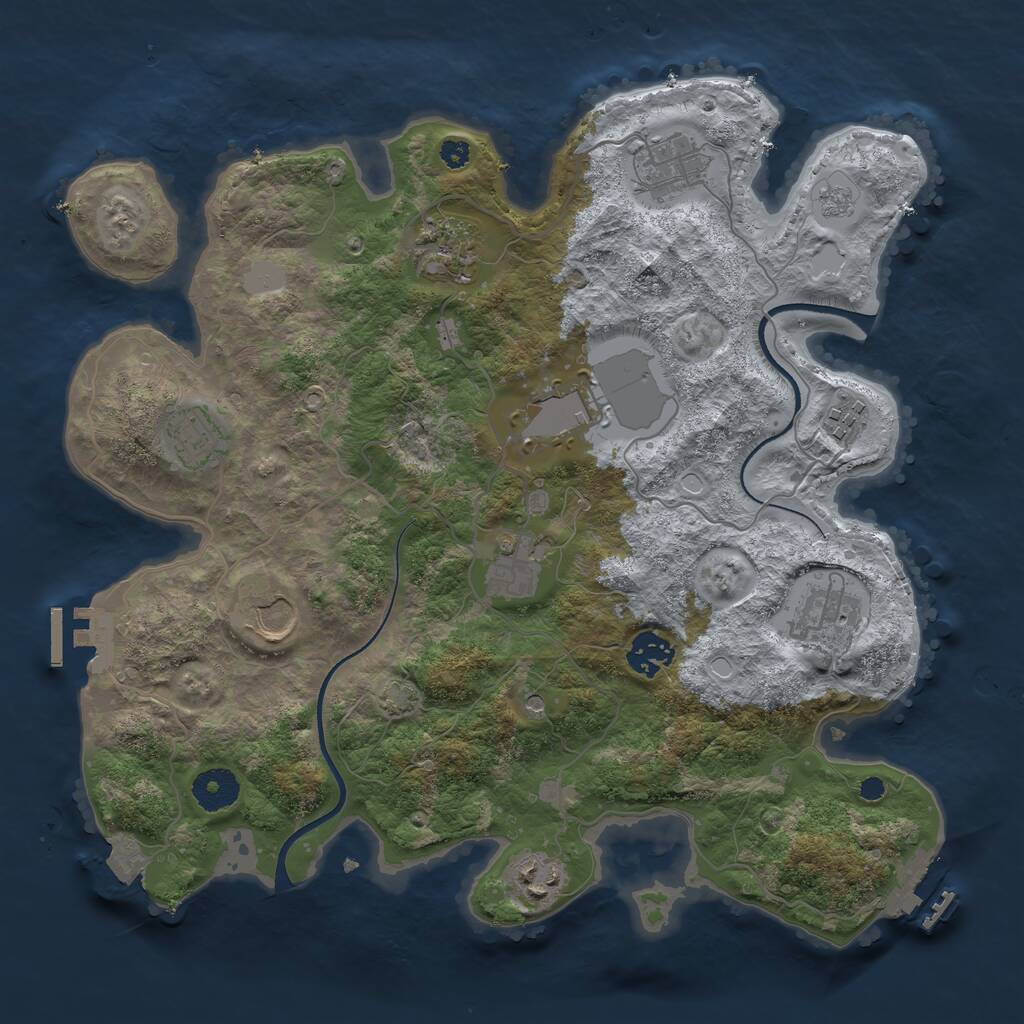 Rust Map: Procedural Map, Size: 3500, Seed: 1704317390, 16 Monuments