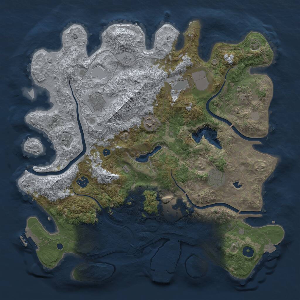 Rust Map: Procedural Map, Size: 4050, Seed: 731672991, 14 Monuments