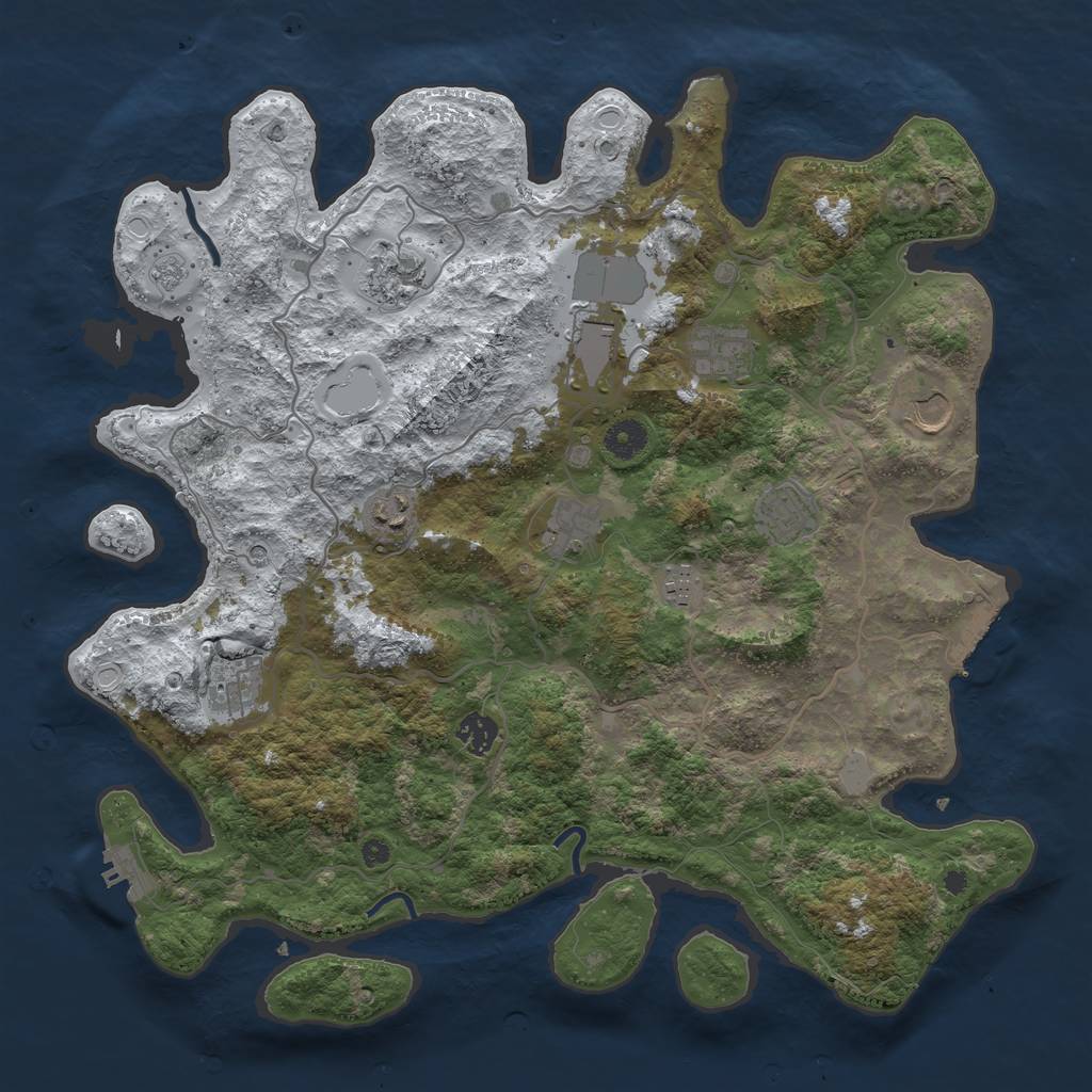 Rust Map: Procedural Map, Size: 4050, Seed: 731672991, 19 Monuments