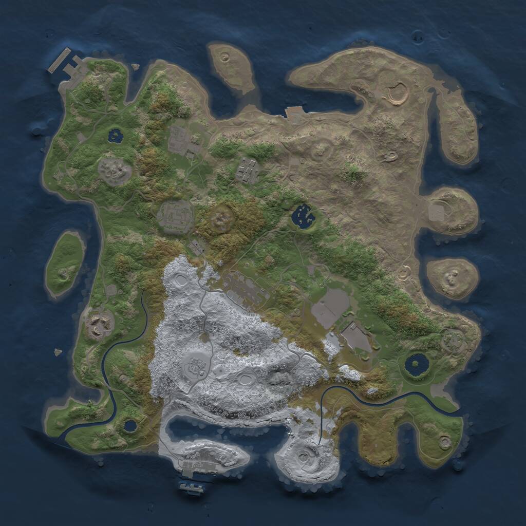 Rust Map: Procedural Map, Size: 3500, Seed: 477311842, 14 Monuments