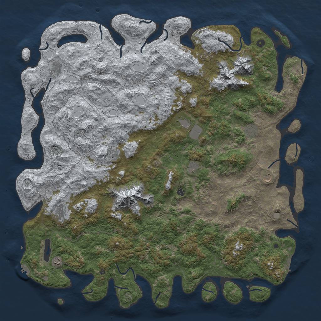 Rust Map: Procedural Map, Size: 6000, Seed: 1105, 20 Monuments