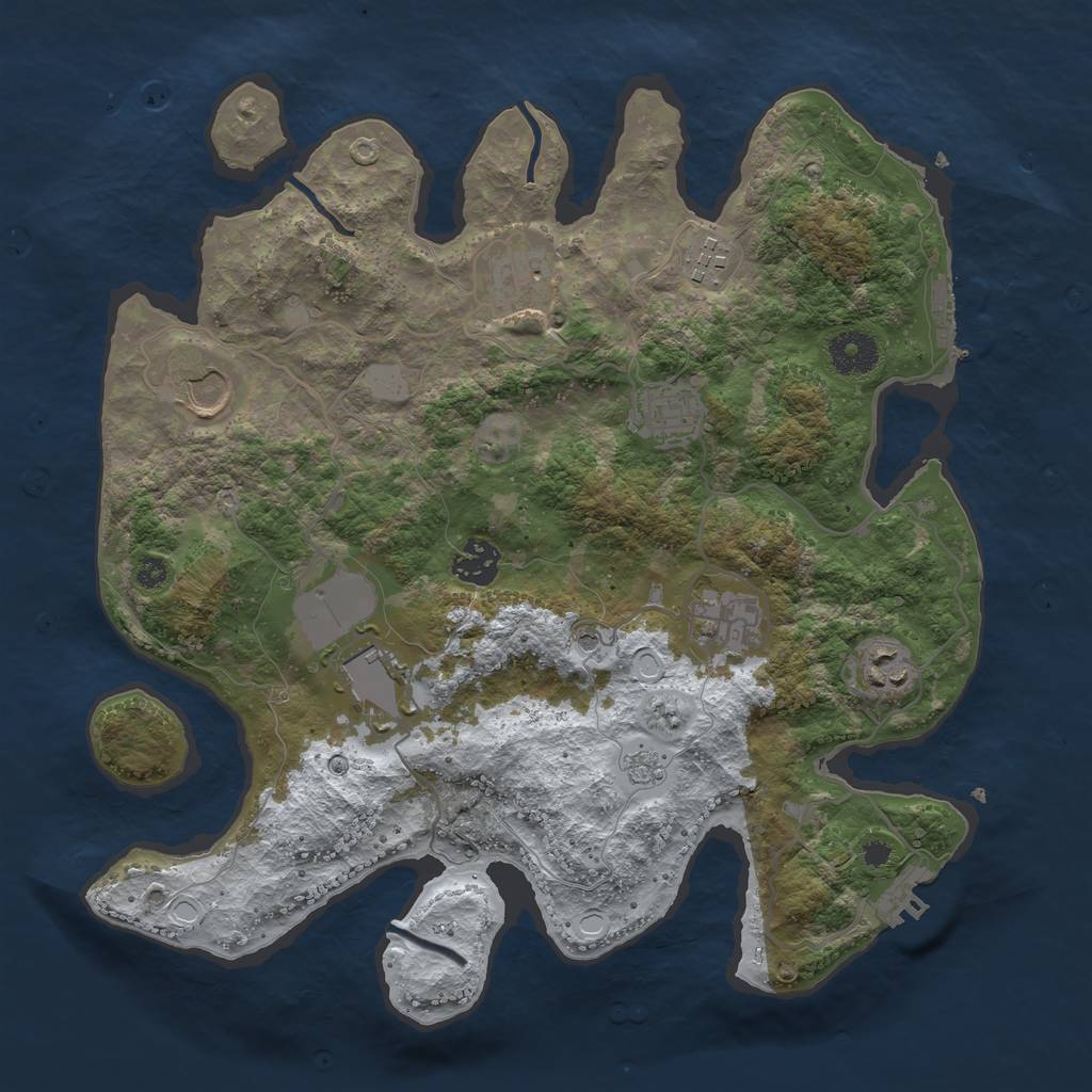 Rust Map: Procedural Map, Size: 3500, Seed: 37451, 17 Monuments