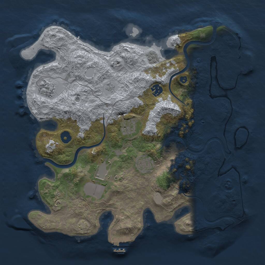 Rust Map: Procedural Map, Size: 3500, Seed: 1371349069, 12 Monuments