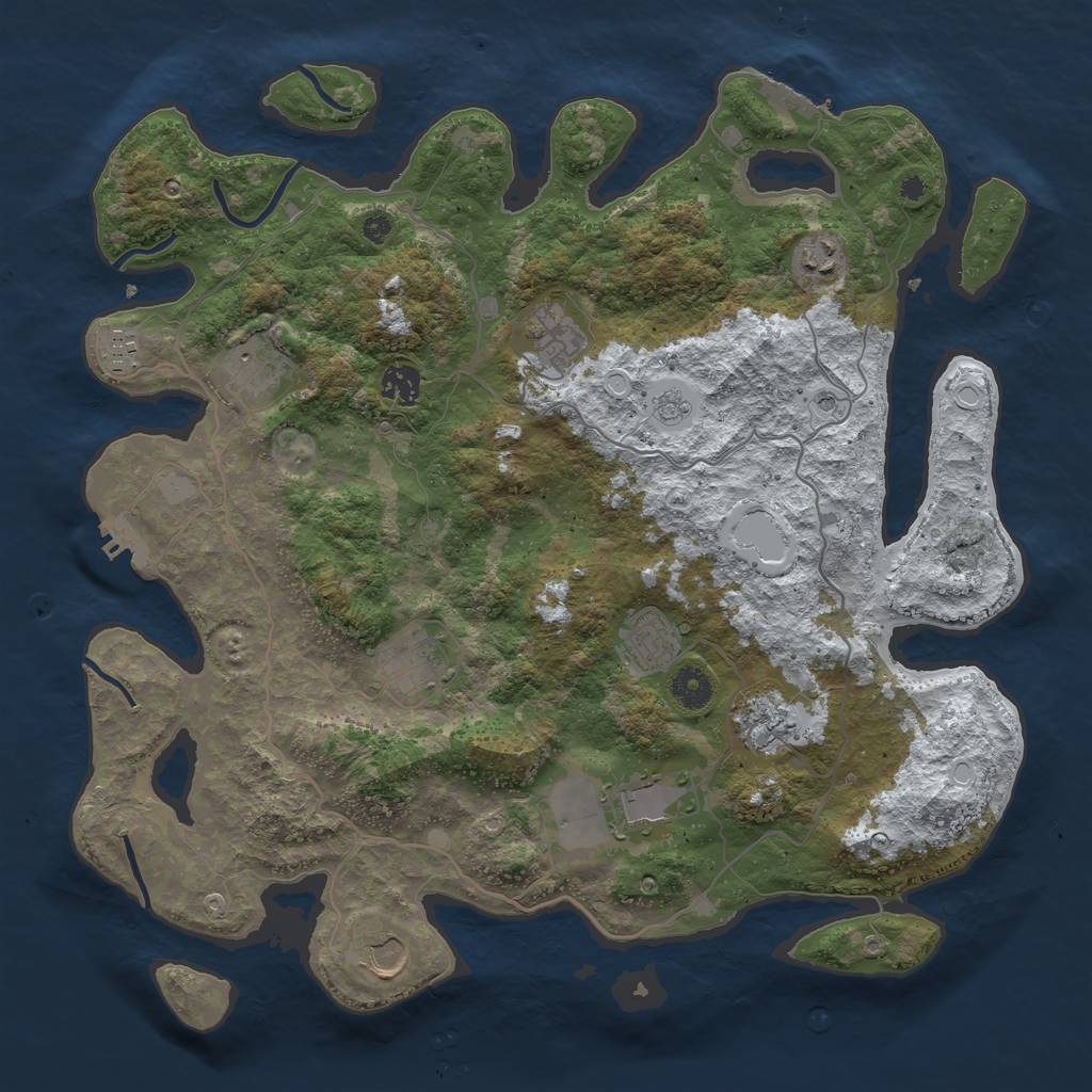 Rust Map: Procedural Map, Size: 4000, Seed: 630875877, 19 Monuments