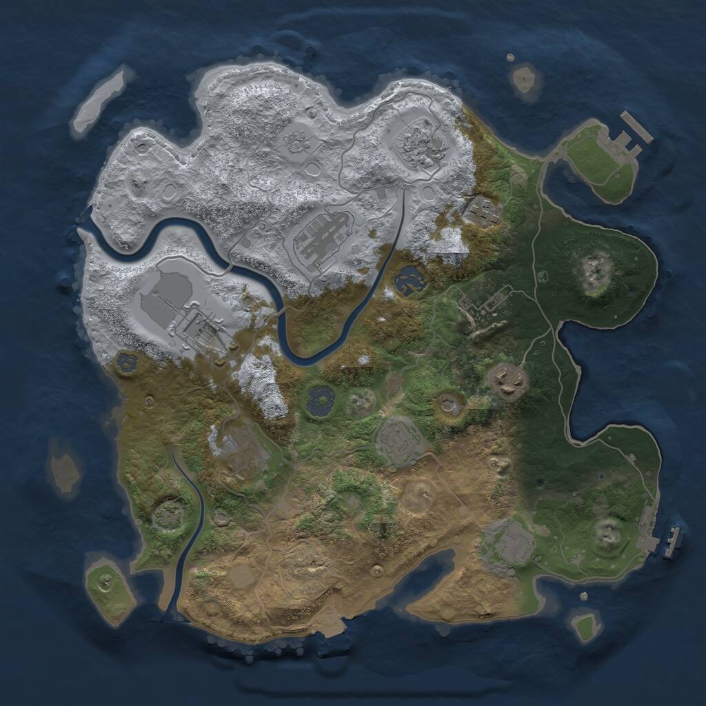 Rust Map: Procedural Map, Size: 3500, Seed: 698008480, 15 Monuments