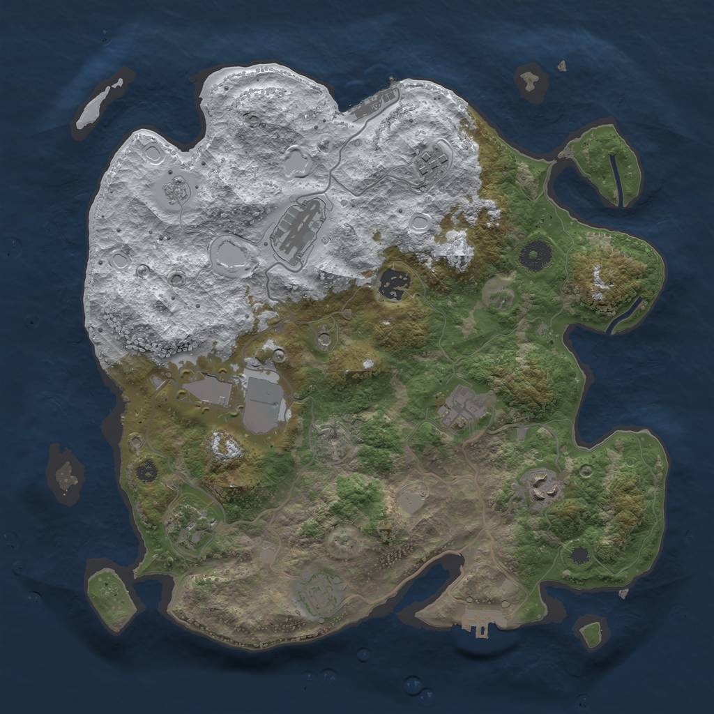Rust Map: Procedural Map, Size: 3500, Seed: 698008480, 17 Monuments