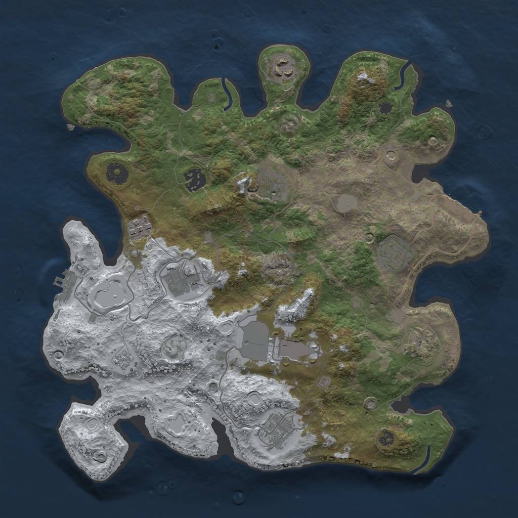 Rust Map: Procedural Map, Size: 3500, Seed: 990279335, 18 Monuments