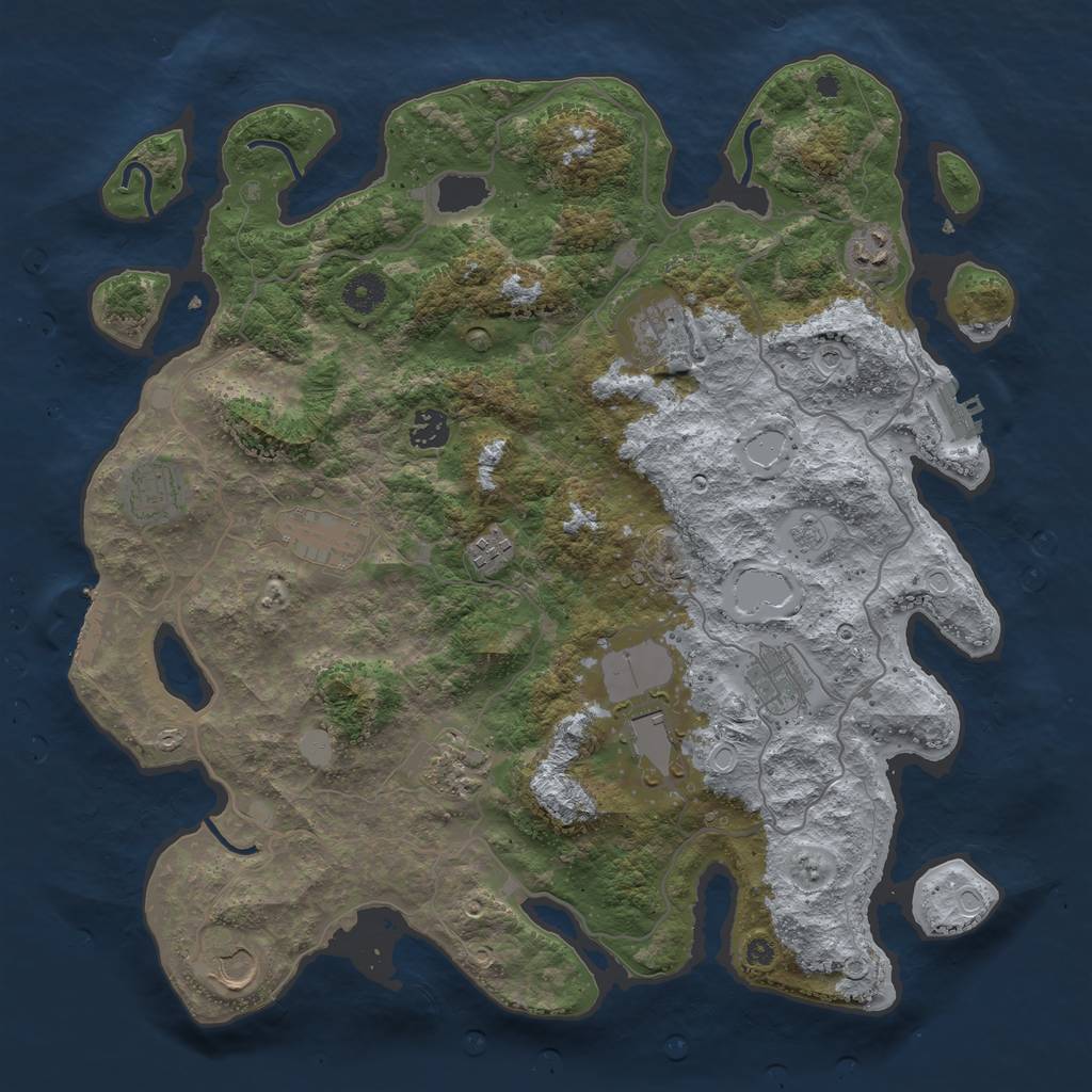Rust Map: Procedural Map, Size: 4000, Seed: 23584, 17 Monuments