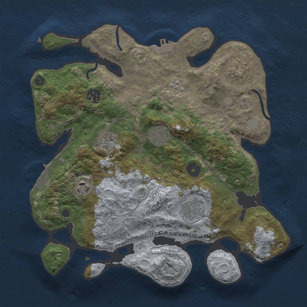 Rust Map: Procedural Map, Size: 3250, Seed: 555, 16 Monuments