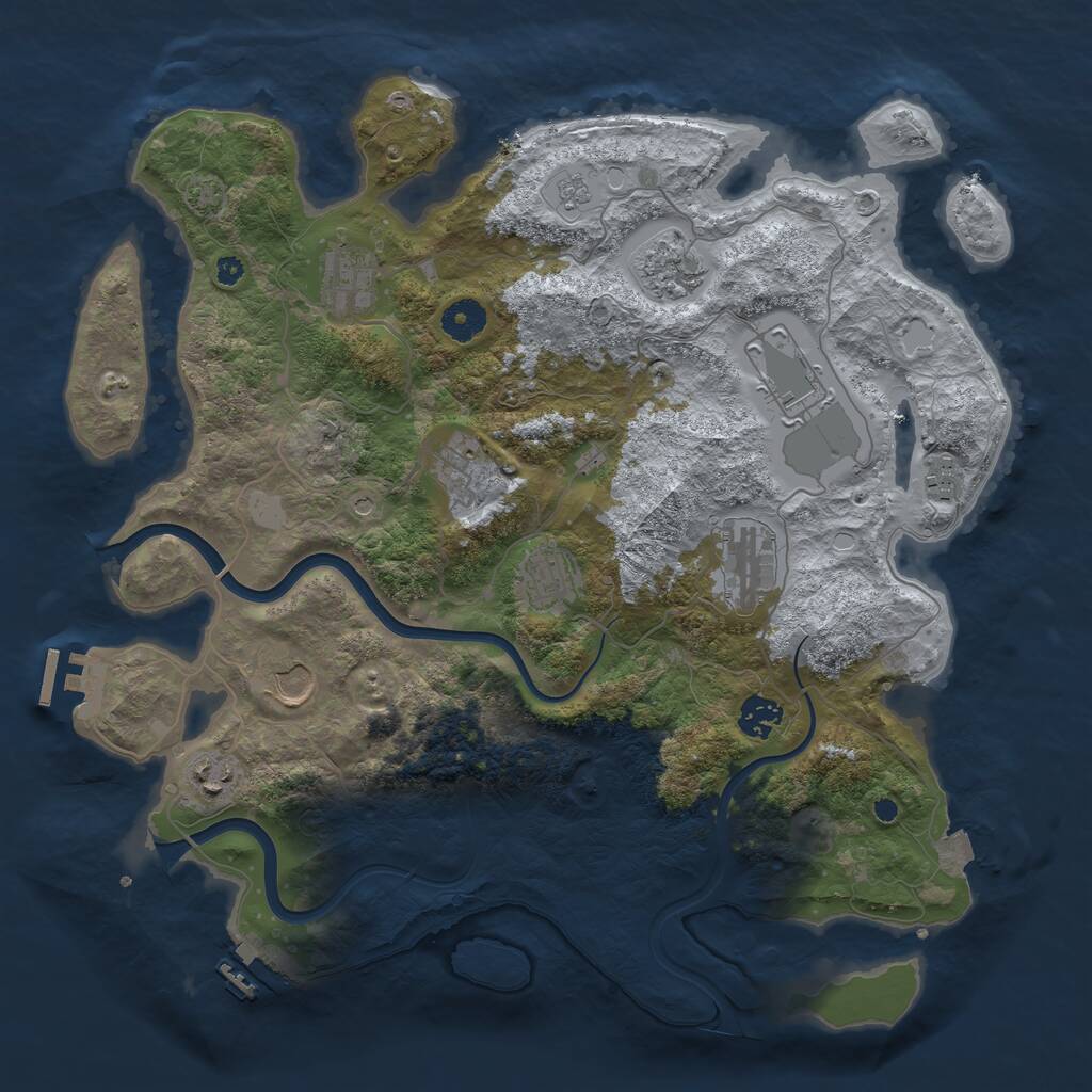 Rust Map: Procedural Map, Size: 3850, Seed: 1890576862, 16 Monuments