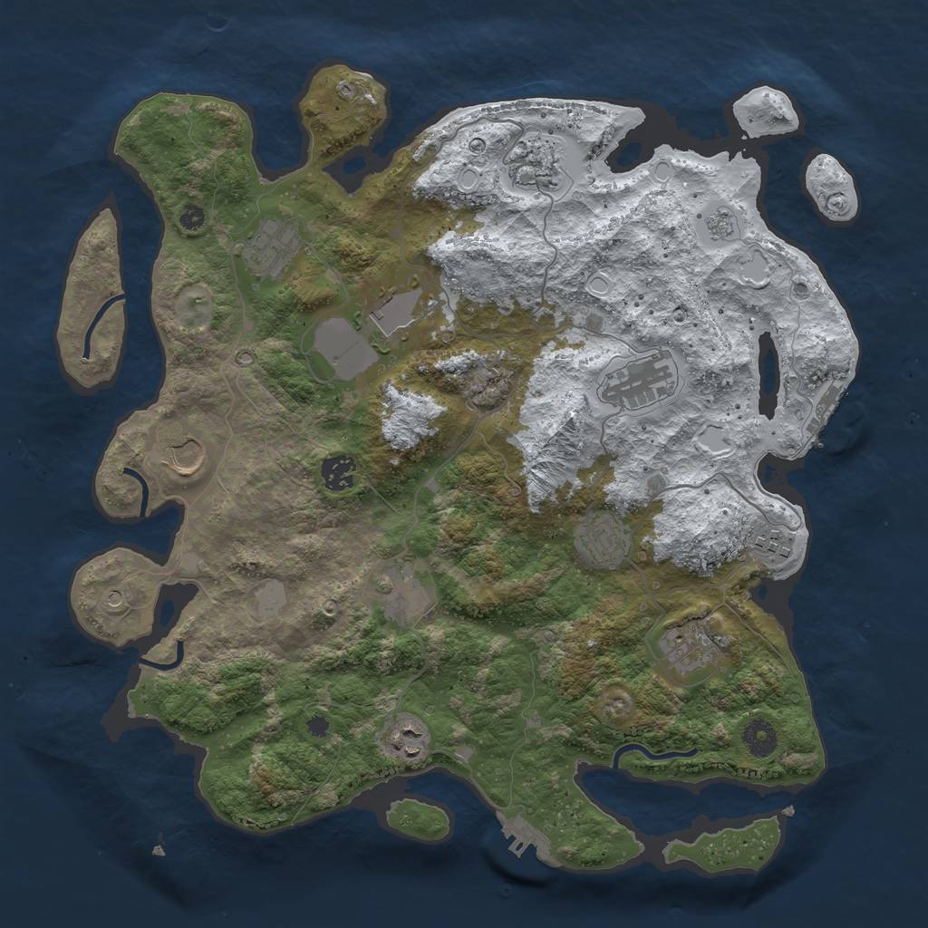 Rust Map: Procedural Map, Size: 3850, Seed: 1890576862, 20 Monuments