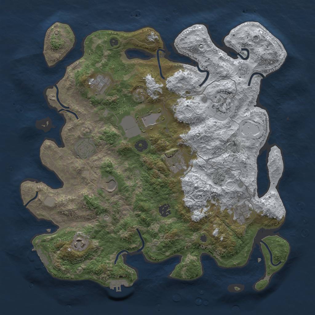 Rust Map: Procedural Map, Size: 3800, Seed: 1704837902, 19 Monuments