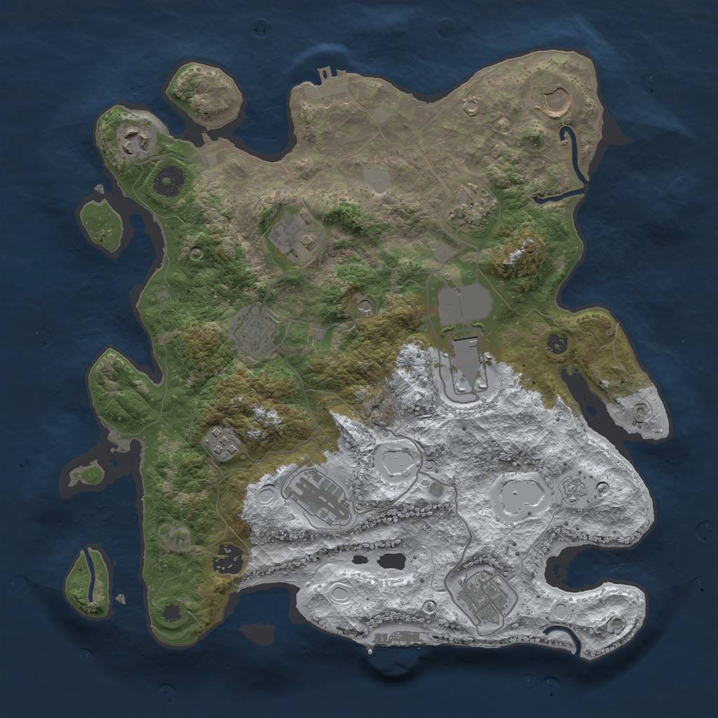 Rust Map: Procedural Map, Size: 3500, Seed: 668459005, 19 Monuments