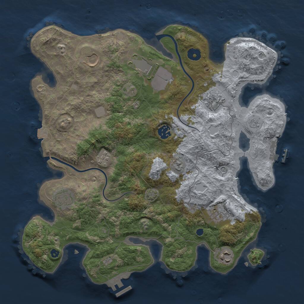 Rust Map: Procedural Map, Size: 3500, Seed: 630780723, 14 Monuments
