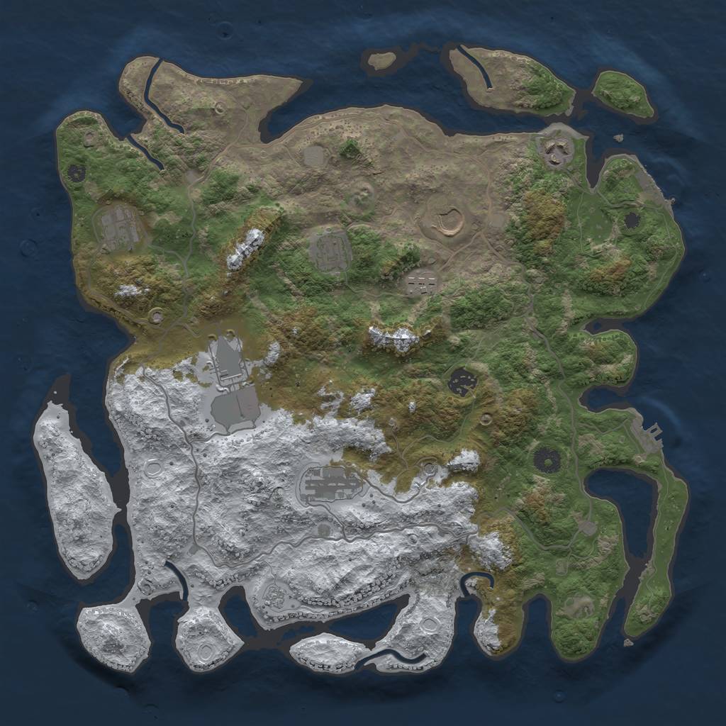 Rust Map: Procedural Map, Size: 4000, Seed: 811554295, 17 Monuments