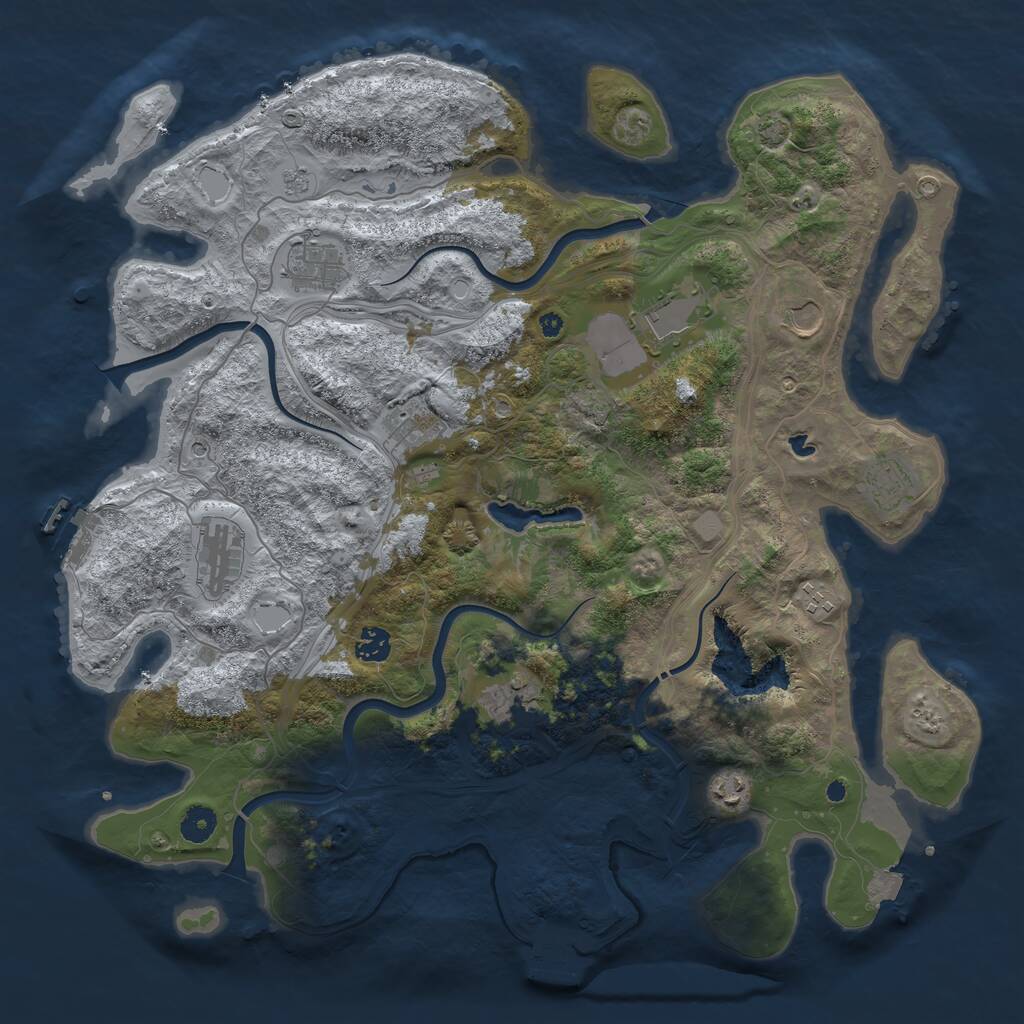 Rust Map: Procedural Map, Size: 4250, Seed: 1867789817, 16 Monuments