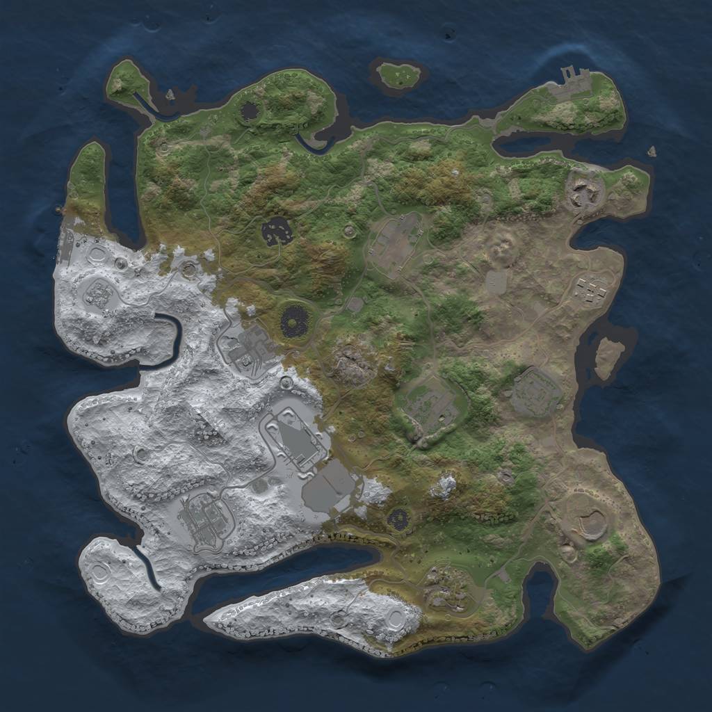 Rust Map: Procedural Map, Size: 3500, Seed: 565333214, 20 Monuments