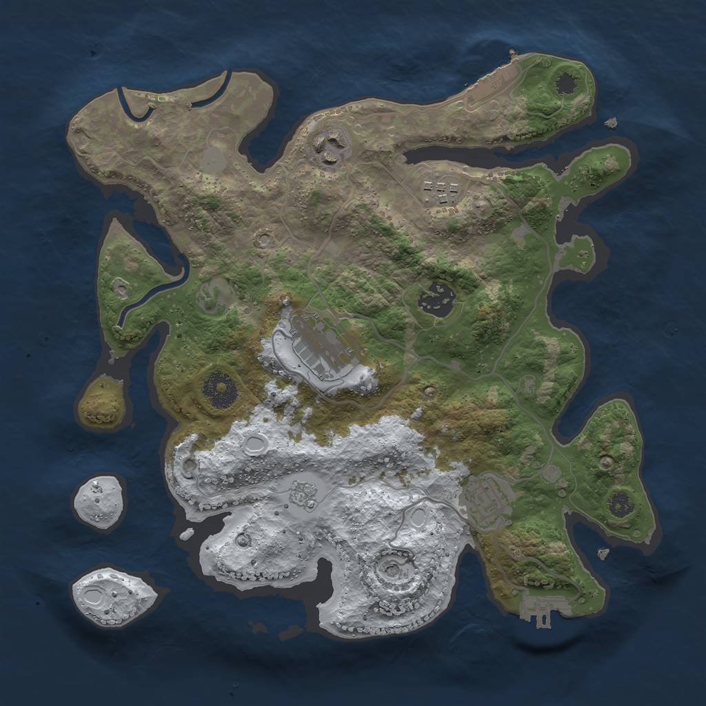 Rust Map: Procedural Map, Size: 3000, Seed: 32500, 14 Monuments