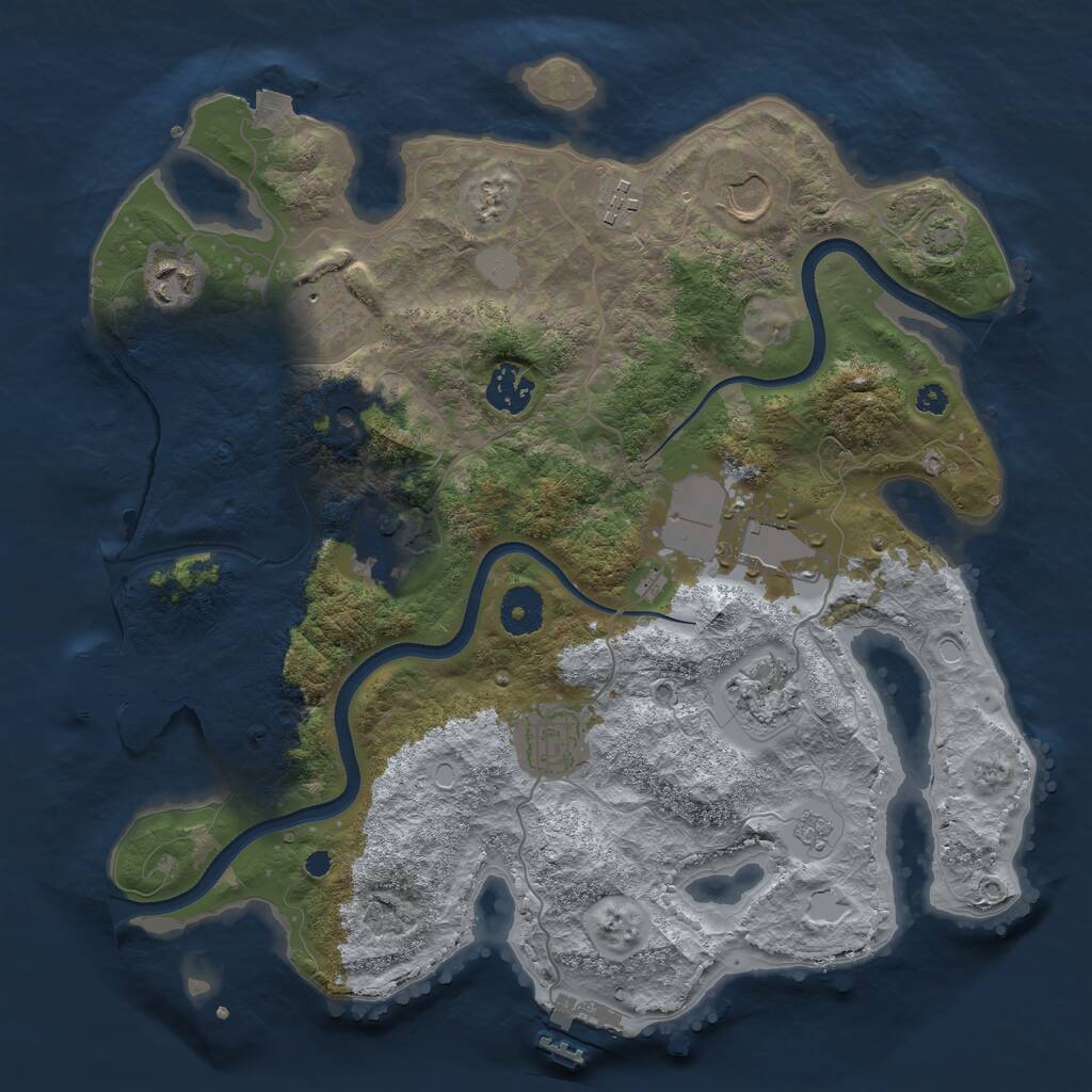 Rust Map: Procedural Map, Size: 3500, Seed: 1074008779, 15 Monuments