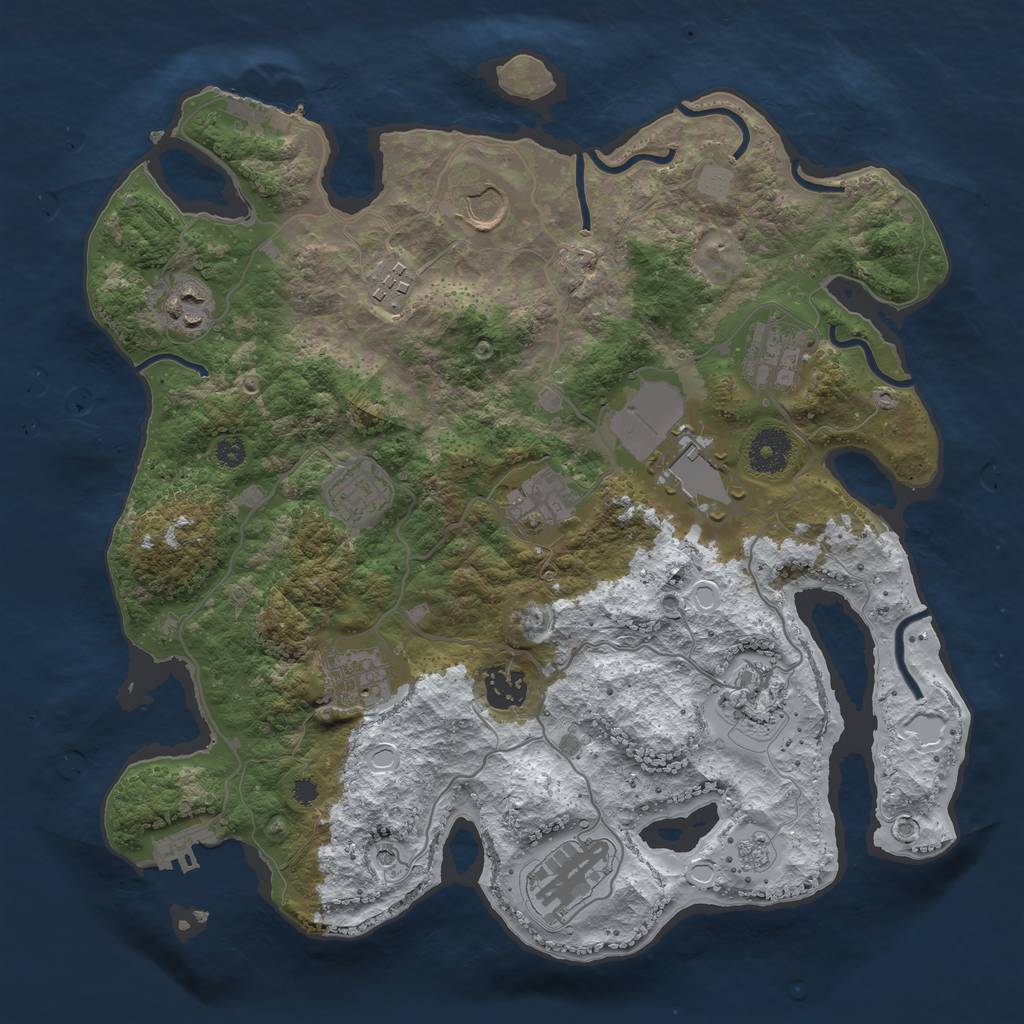 Rust Map: Procedural Map, Size: 3500, Seed: 1074008779, 20 Monuments