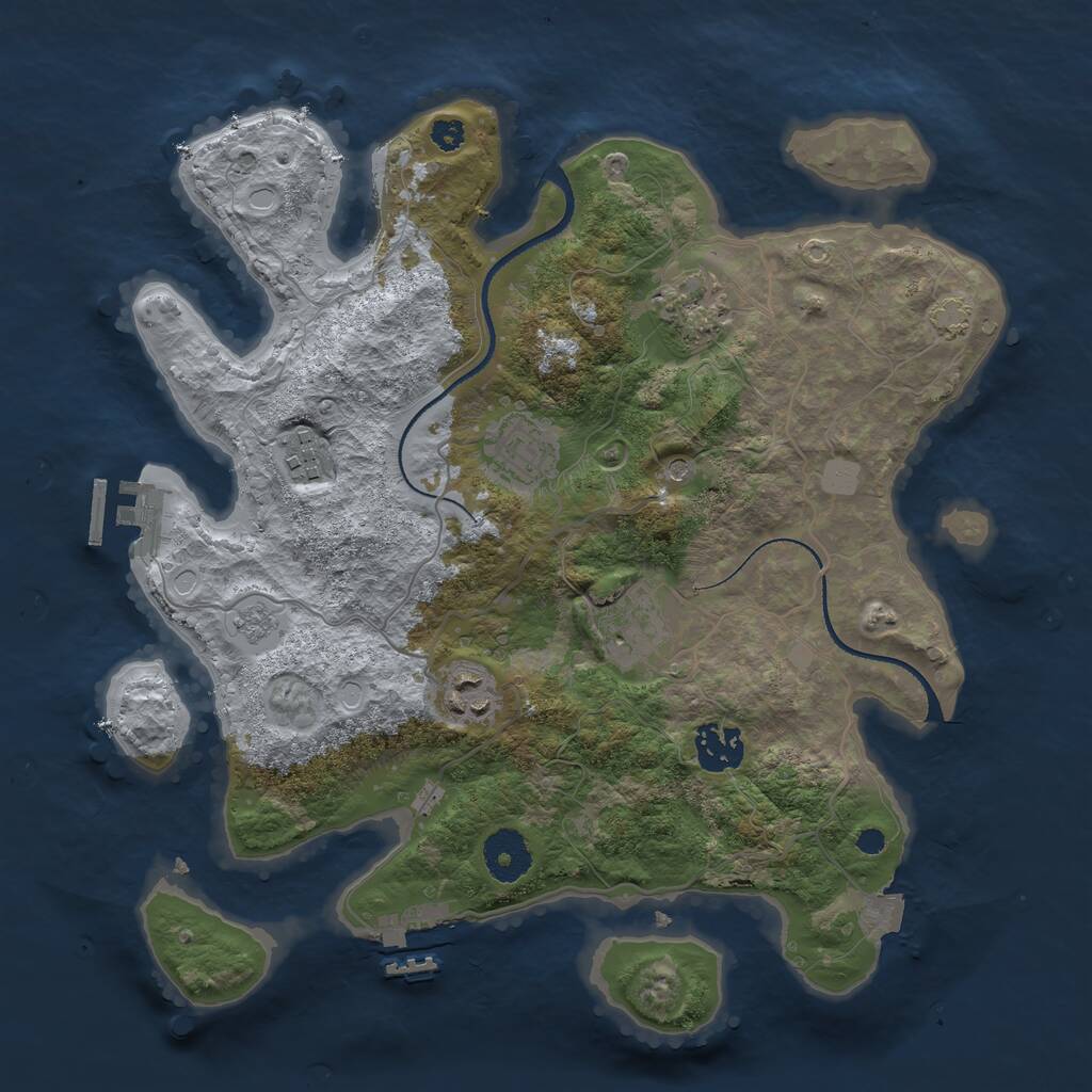 Rust Map: Procedural Map, Size: 3300, Seed: 1603540038, 12 Monuments