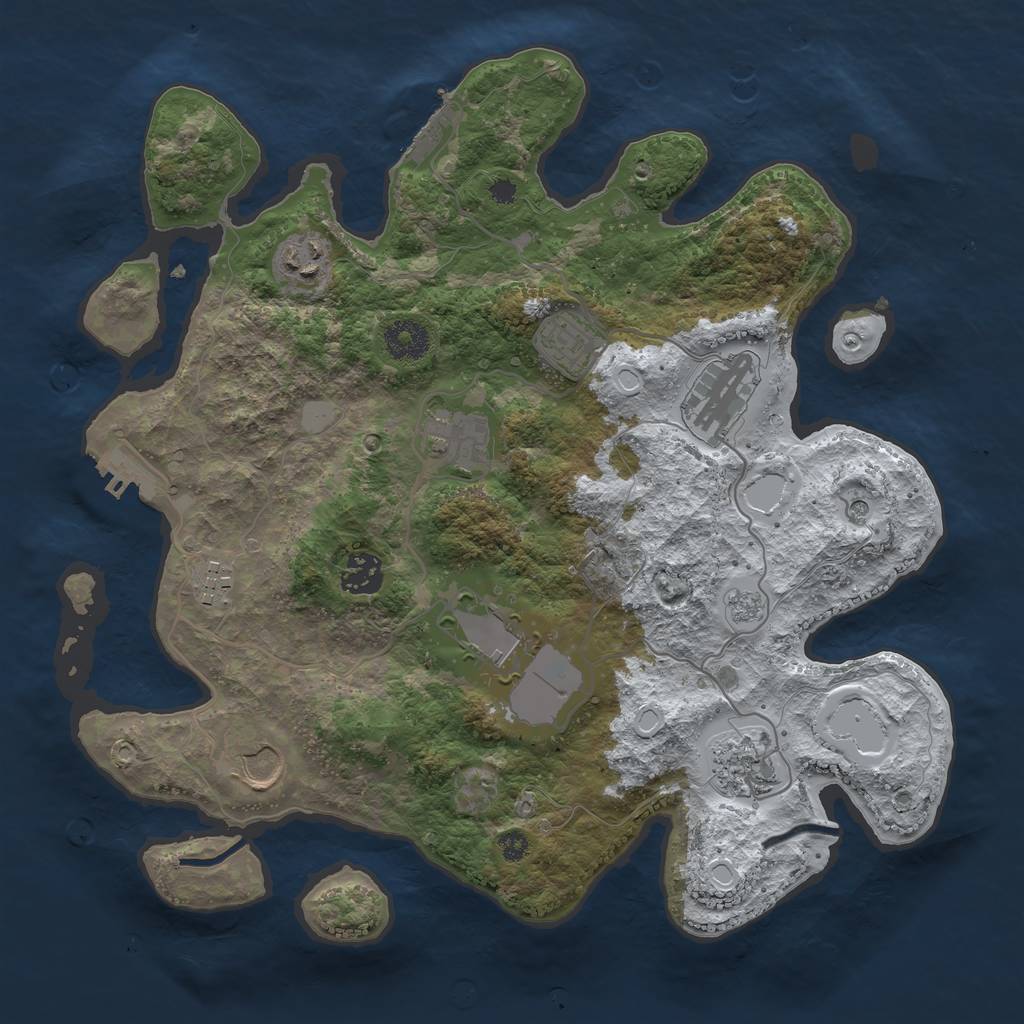 Rust Map: Procedural Map, Size: 3500, Seed: 837378506, 18 Monuments