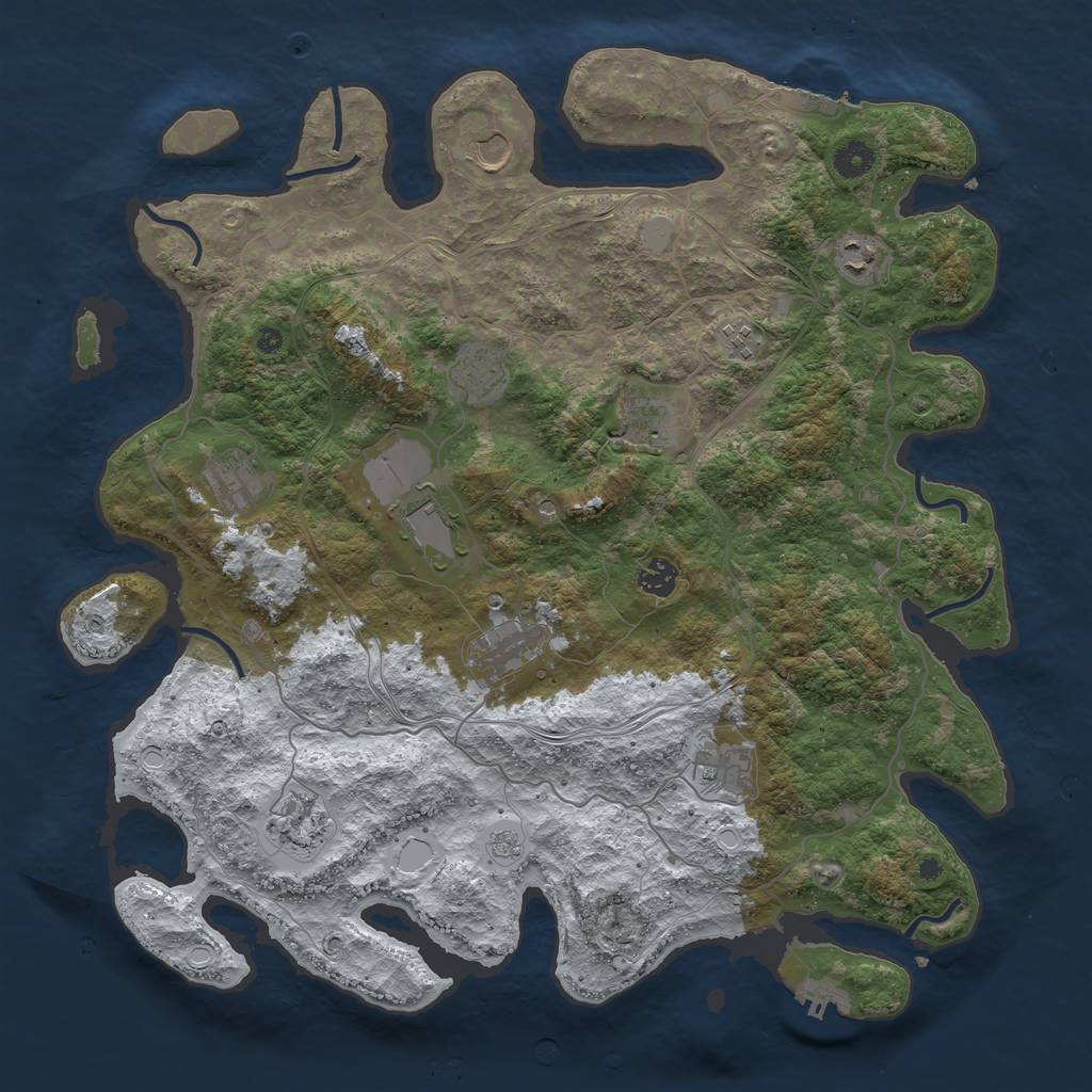 Rust Map: Procedural Map, Size: 4250, Seed: 901255077, 20 Monuments