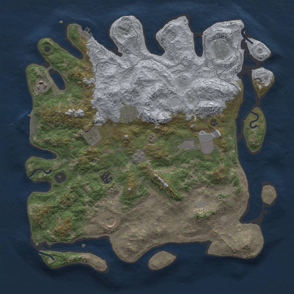 Rust Map: Procedural Map, Size: 4000, Seed: 601491929, 15 Monuments