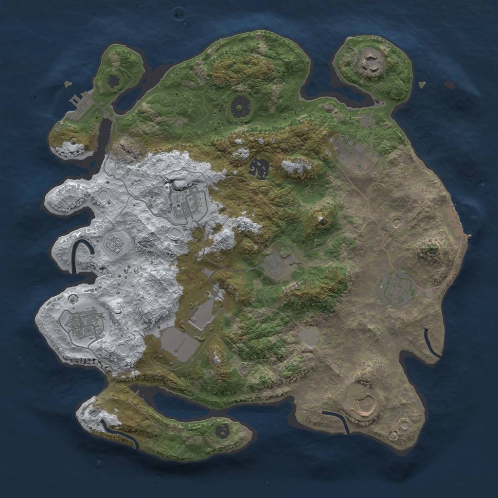 Rust Map: Procedural Map, Size: 3500, Seed: 656674308, 18 Monuments