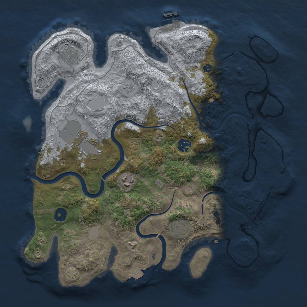 Rust Map: Procedural Map, Size: 3500, Seed: 870770769, 12 Monuments