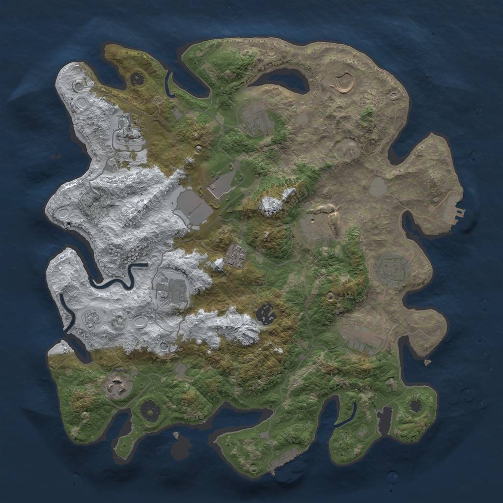 Rust Map: Procedural Map, Size: 3700, Seed: 456086426, 20 Monuments