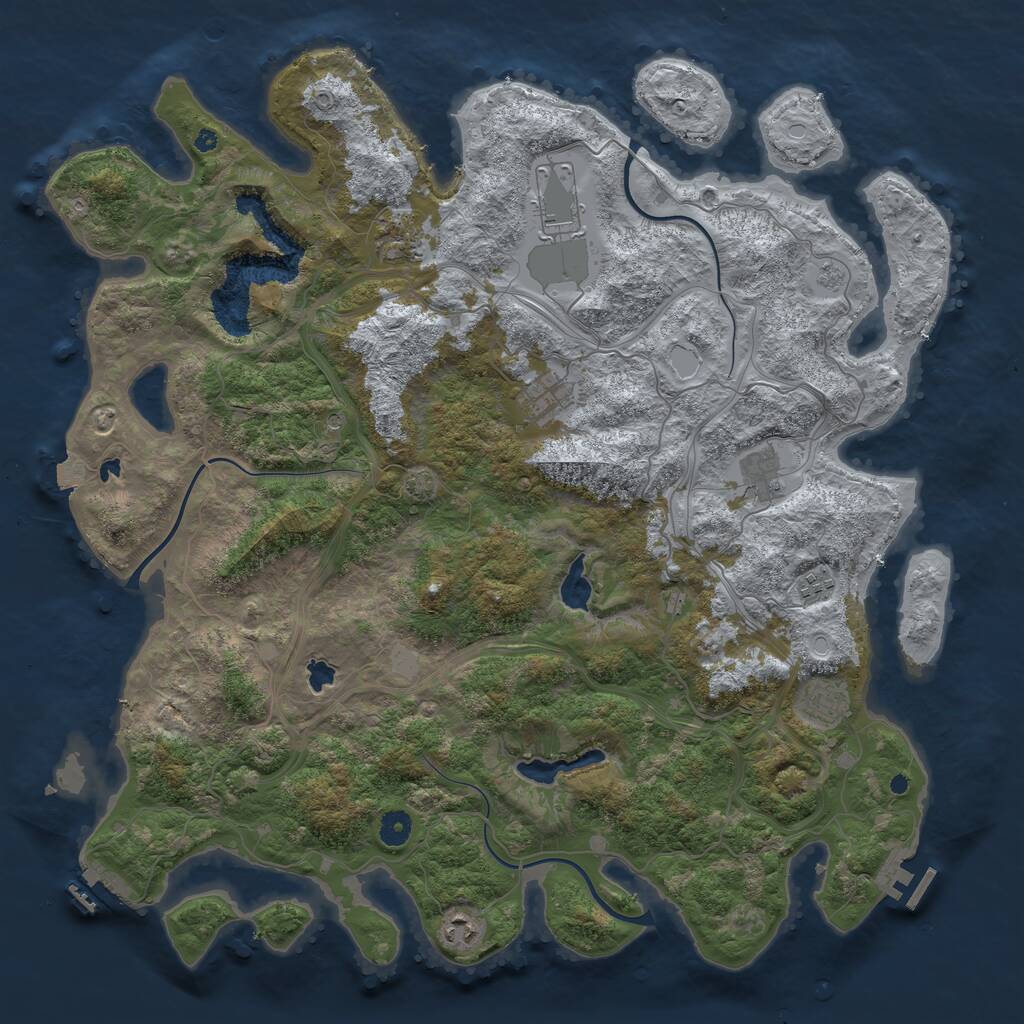 Rust Map: Procedural Map, Size: 4500, Seed: 1692044613, 13 Monuments
