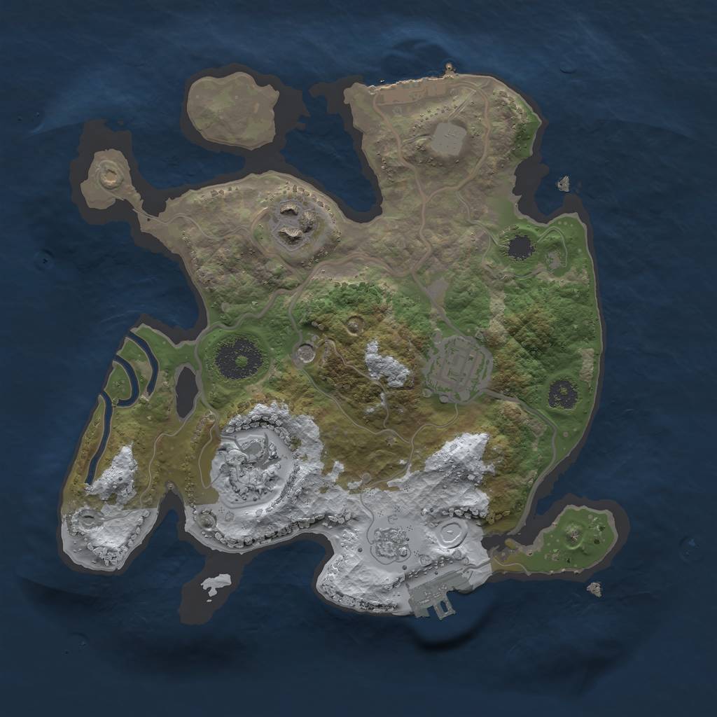 Rust Map: Procedural Map, Size: 2500, Seed: 7645321, 12 Monuments