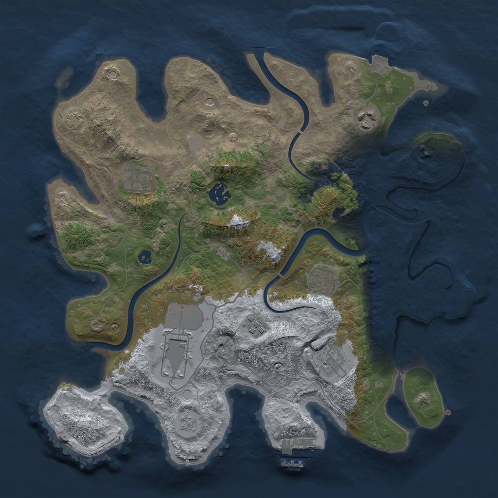 Rust Map: Procedural Map, Size: 3500, Seed: 289631805, 13 Monuments