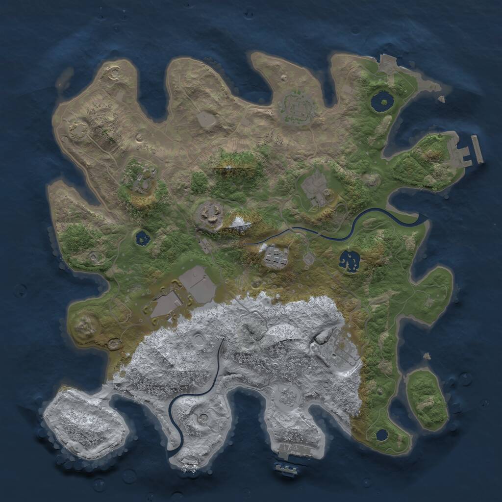 Rust Map: Procedural Map, Size: 3500, Seed: 289631805, 14 Monuments